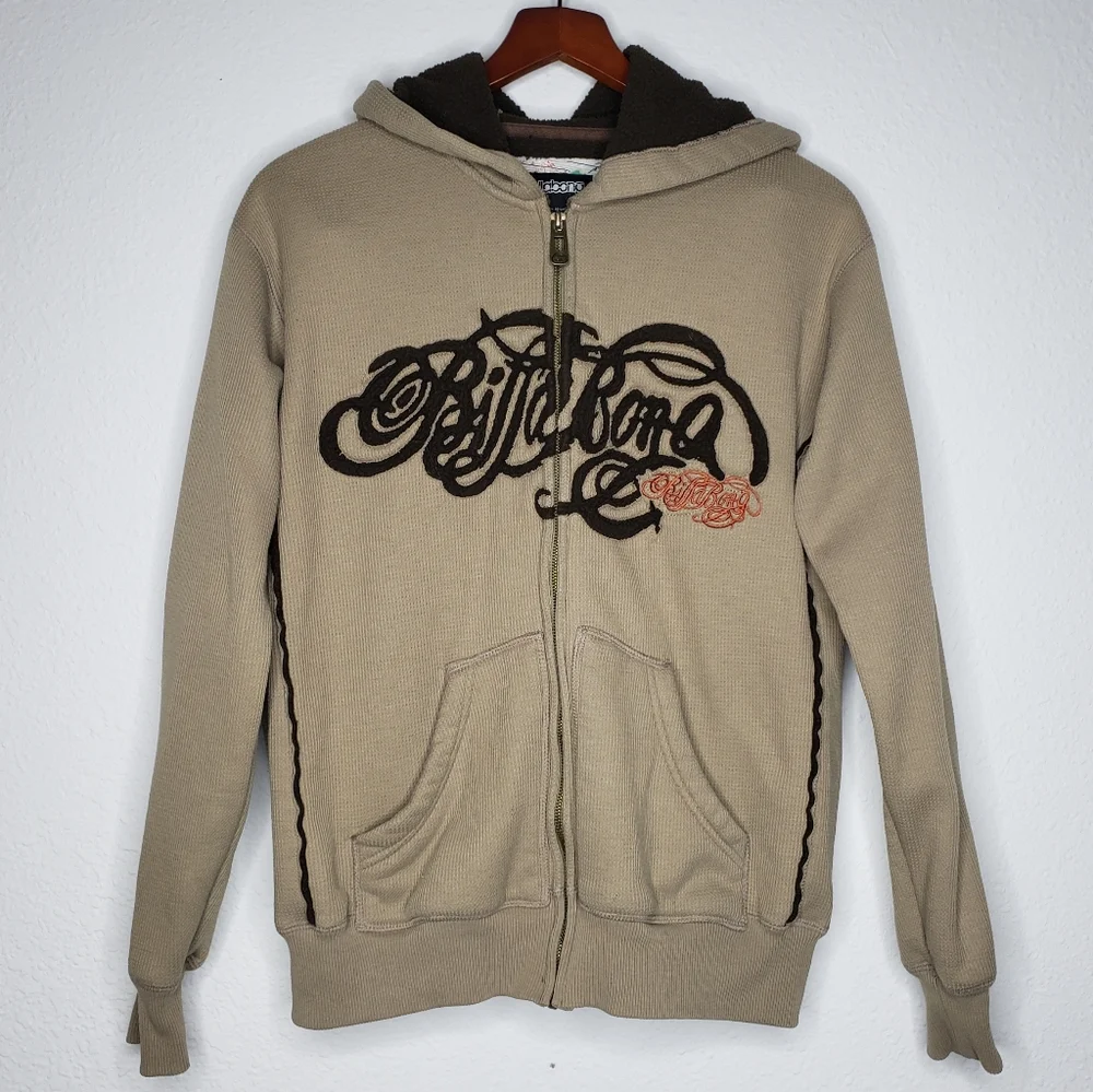 Vintage Billabong Mens Embroidered Logo Full Zip Hoodie Size M Preppy Y2K Fleece - Picture 1 of 16